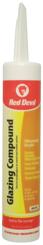 RED DEVIL Red Devil 0666 Glazing Compound, Paste, Mild Acrylic, White, 10.1 oz Cartridge PAINT RED DEVIL