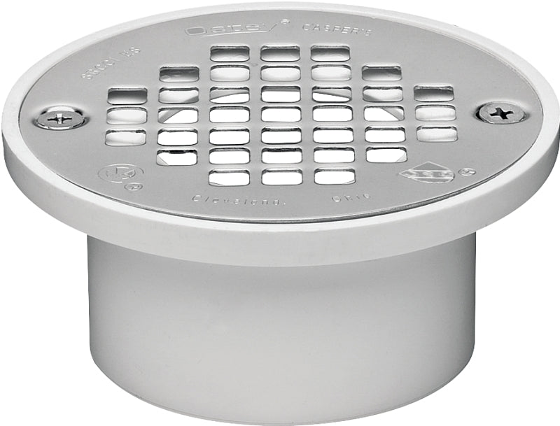 OATEY Oatey 43579 Floor Drain, 3 x 2 in, White, 4.3 in OD, Solvent Weld, PVC Body PLUMBING, HEATING & VENTILATION OATEY