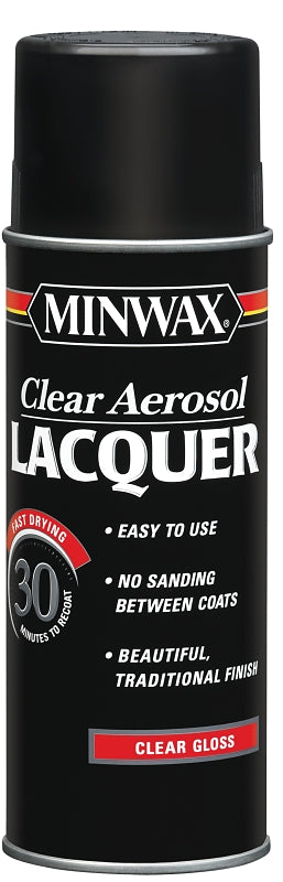 MINWAX Minwax 15200 Lacquer Spray, Gloss, Liquid, Clear, 12 oz, Can
