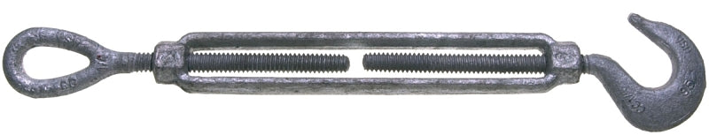 BARON Baron 16-3/8X6 Turnbuckle, 1000 lb Working Load, 3/8 in Thread, Hook, Eye, 6 in L Take-Up, Galvanized Steel