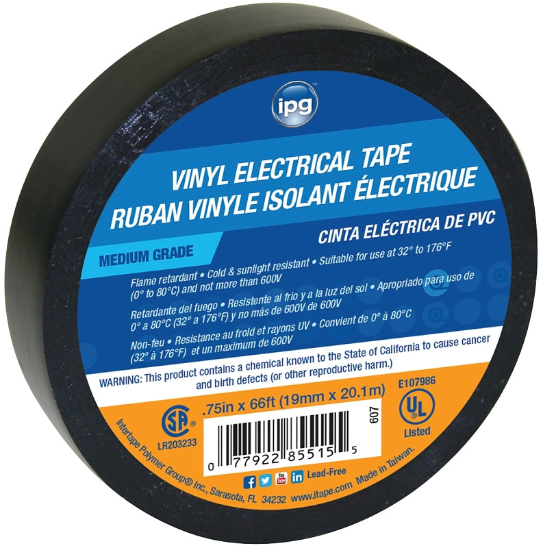 IPG IPG 85835 Electrical Tape, 66 ft L, 3/4 in W, PVC Backing ELECTRICAL IPG