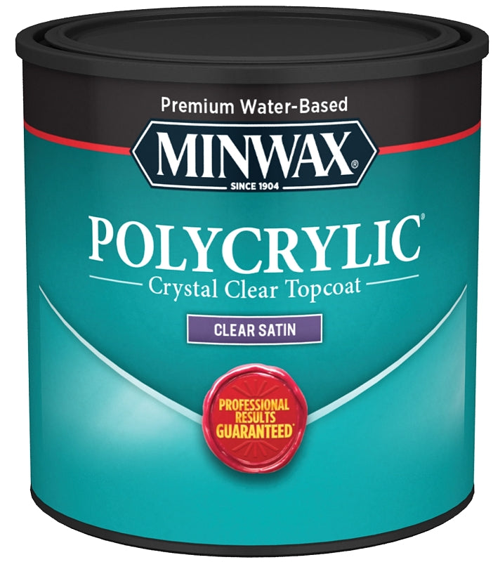 MINWAX Minwax Polycrylic 233334444 Polyurethane, Liquid, Crystal Clear, 0.5 pt Can