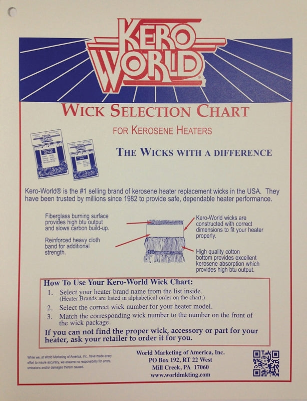 KERO WORLD Kero World WC-2 Kerosene Heater Wick Chart APPLIANCES & ELECTRONICS KERO WORLD