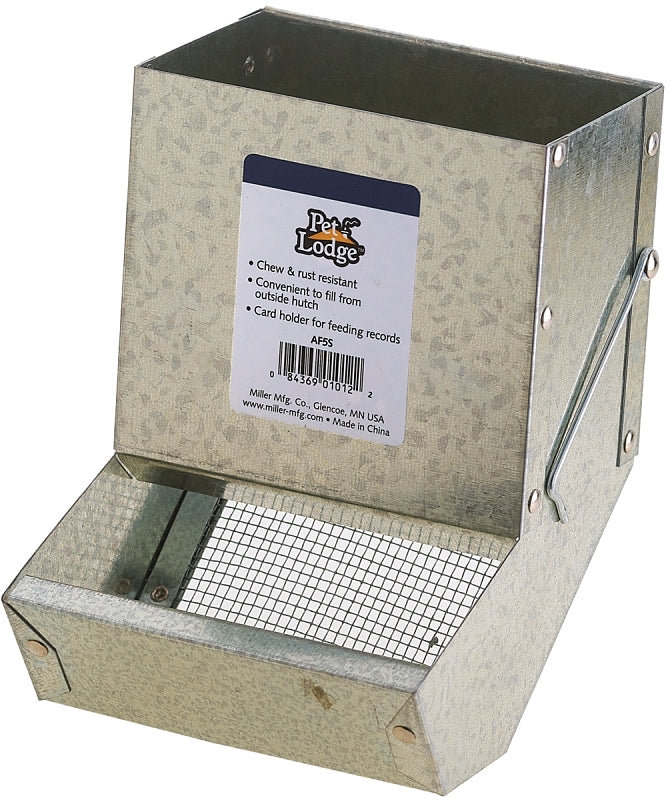 PET LODGE Pet Lodge AF5S Series Small Animal Feeder with Sifter Bottom, Steel, Galvanized, Wire Hook Mounting HARDWARE & FARM SUPPLIES PET LODGE