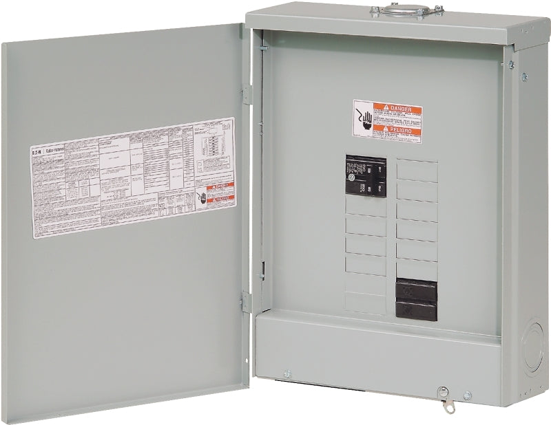 CUTLER-HAMMER Eaton BRP10B100RF Load Center, 20-Pole, 100 A, 10-Space, 20-Circuit, Main Breaker, Plug-On Neutral, NEMA 3R Enclosure