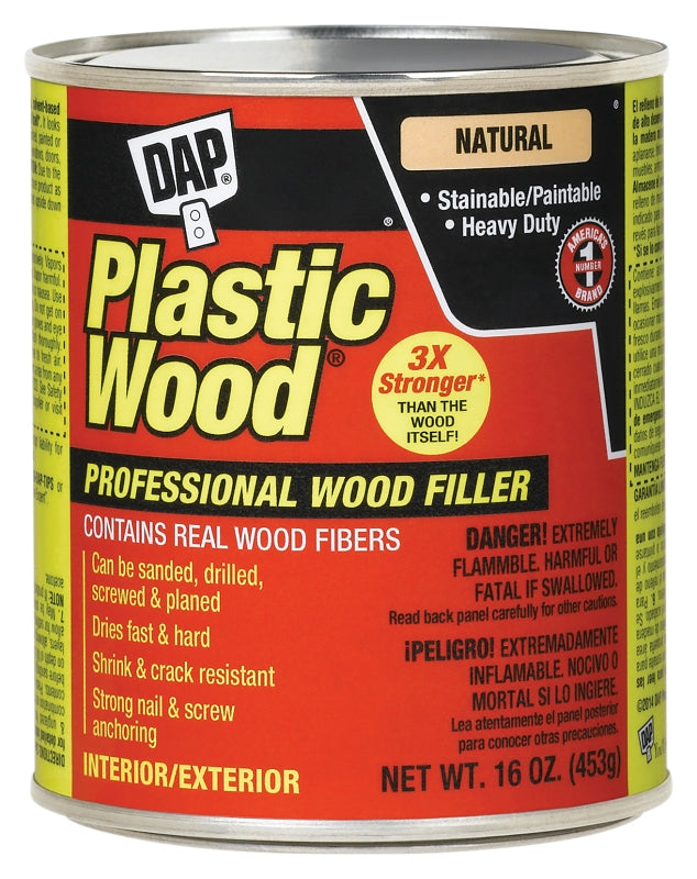 DAP DAP 21506 Wood Filler, Paste, Strong Solvent, Natural, 16 oz PAINT DAP