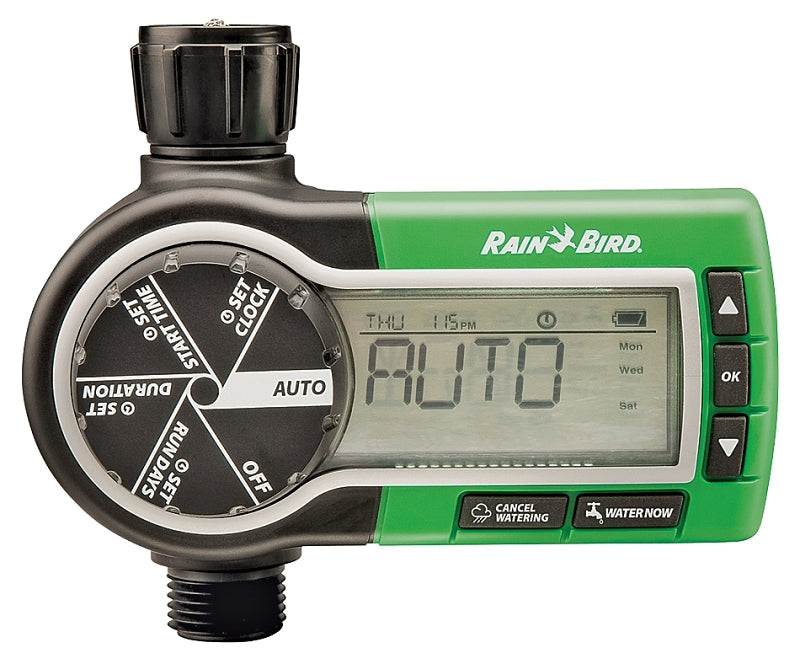 RAINBIRD Rain Bird 1ZEHTMR Garden Hose Watering Timer, 3 V, 1 -Zone, 1 -Program, 6 hr Cycle, LCD Display, Wall Mounting