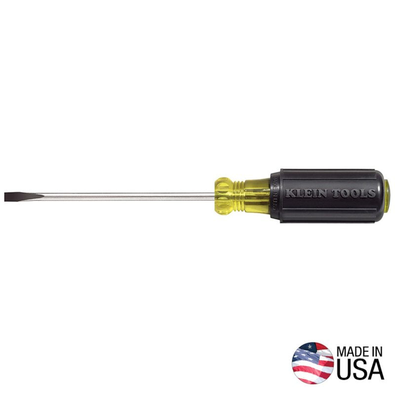 KLEIN Klein Tools 601-4 Screwdriver, 3/16 in Drive, Cabinet Drive, 7-3/4 in OAL, 4 in L Shank, Rubber Handle