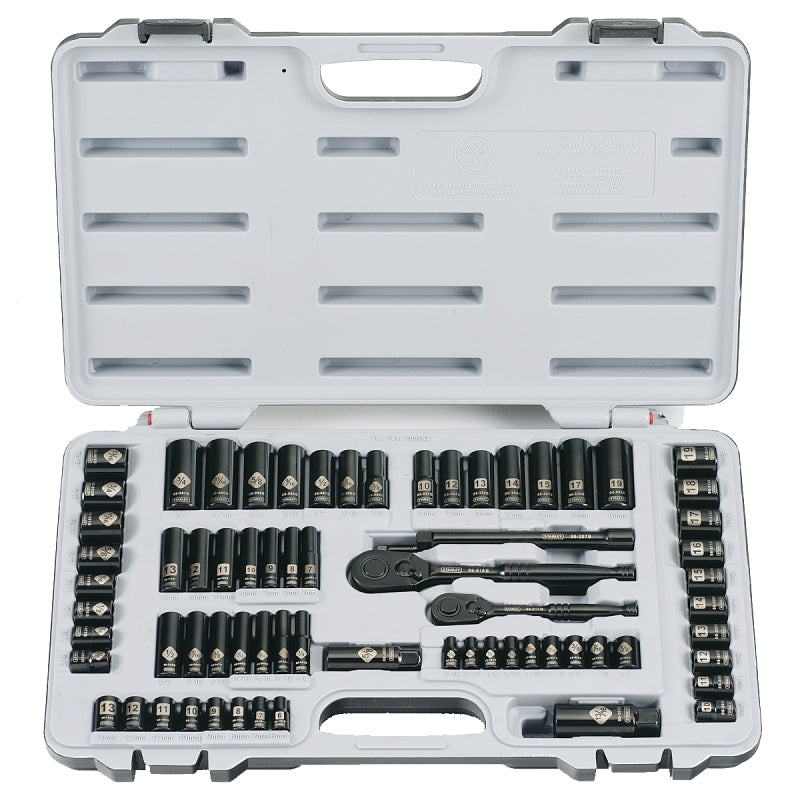 STANLEY STANLEY 92-824 Socket Set, Chrome, Black TOOLS STANLEY