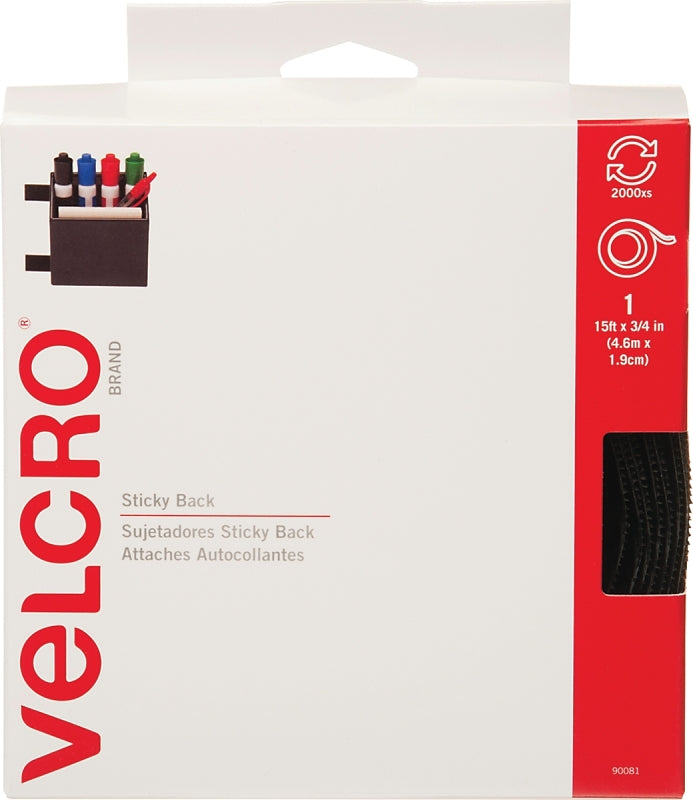 VELCRO BRAND VELCRO Brand 90083 Hook and Loop Fastener, 3/4 in W, 15 ft L, Nylon, Beige, Rubber Adhesive
