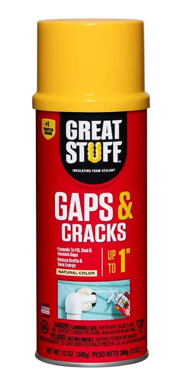 GREAT STUFF Great Stuff 157901 Gaps & Cracks Foam Sealant, Yellow, 12 oz Can