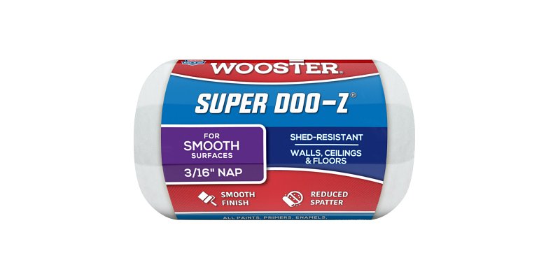 WOOSTER BRUSH Wooster R206-4 Roller Cover, 3/16 in Thick Nap, 4 in L, Fabric Cover, White