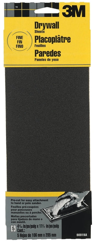3M 3M 9091 Sandpaper, 11 in L, 4-3/16 in W, 150 Grit, Fine, Silicone Carbide Abrasive PAINT 3M