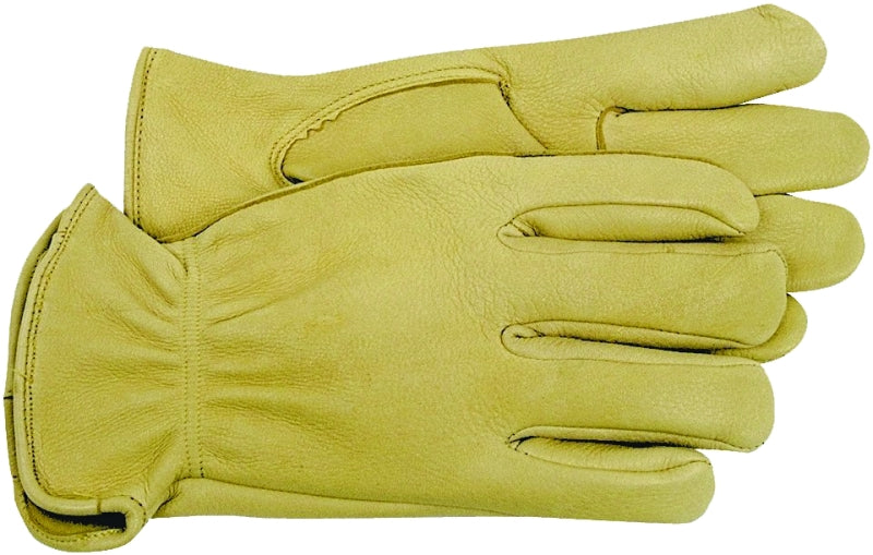 BOSS MFG Boss B84081-XL Driver Gloves, Men's, XL, 8-3/8 to 8-3/4 in L, Keystone Thumb, Slip-On Cuff, Deerskin Leather, Gold