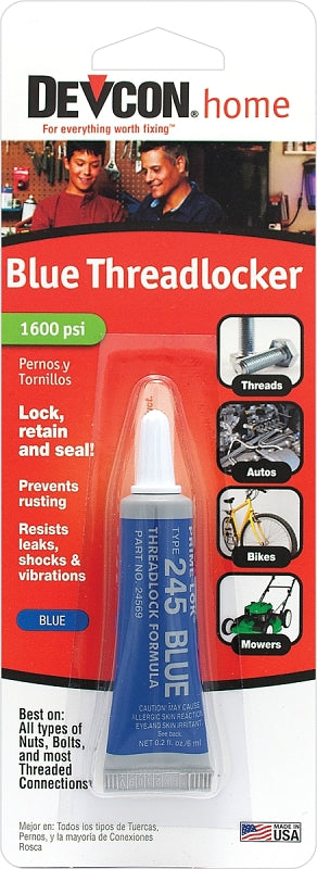 DEVCON Devcon 24345 Threadlocker, 0.2 oz Bottle, Liquid, Blue PAINT DEVCON