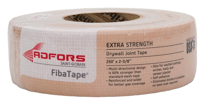 ADFORS Adfors FibaTape FDW8666-U Extra Strength Drywall Tape, 250 ft L, 2-3/8 in W, Beige BUILDING MATERIALS ADFORS