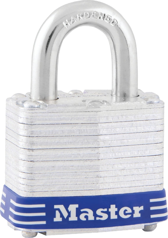 MASTER LOCK Master Lock 3D Padlock, Keyed Different Key, 9/32 in Dia Shackle, 3/4 in H Shackle, Steel Shackle, Steel Body, Laminated