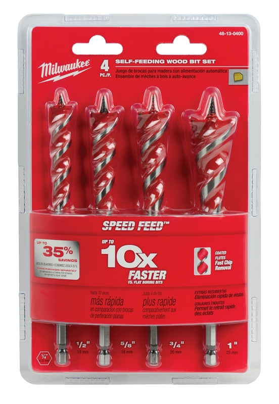MILWAUKEE Milwaukee 48-13-0400 Wood Bit Set, Steel, Bright