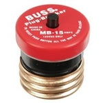 BUSSMANN Bussmann BP/MB-15 Plug Fuse, 15 A, 125 V, 10 kA Interrupt, Plastic Body, Plug Fuse ELECTRICAL BUSSMANN