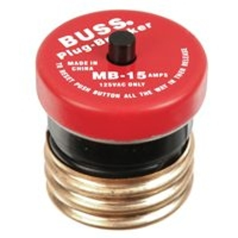 BUSSMANN Bussmann BP/MB-15 Plug Fuse, 15 A, 125 V, 10 kA Interrupt, Plastic Body, Plug Fuse ELECTRICAL BUSSMANN