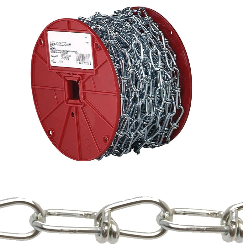 CAMPBELL CHAIN Campbell 0722087 Loop Chain, #2/0, 60 ft L, 255 lb Working Load, Low Carbon Steel, Zinc