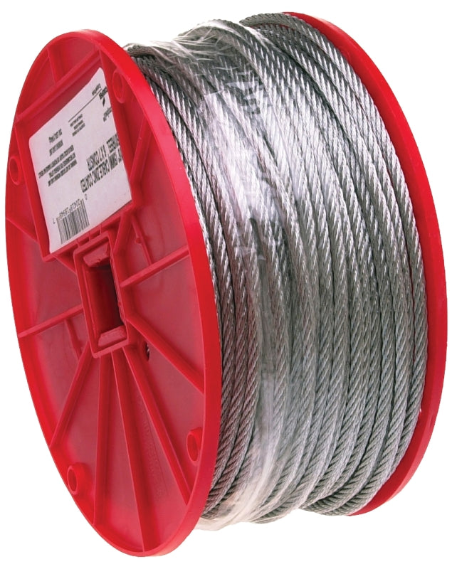 CAMPBELL CHAIN Campbell 7000427 Aircraft Cable, 1/8 in Dia, 500 ft L, 340 lb Working Load, Steel, Galvanized