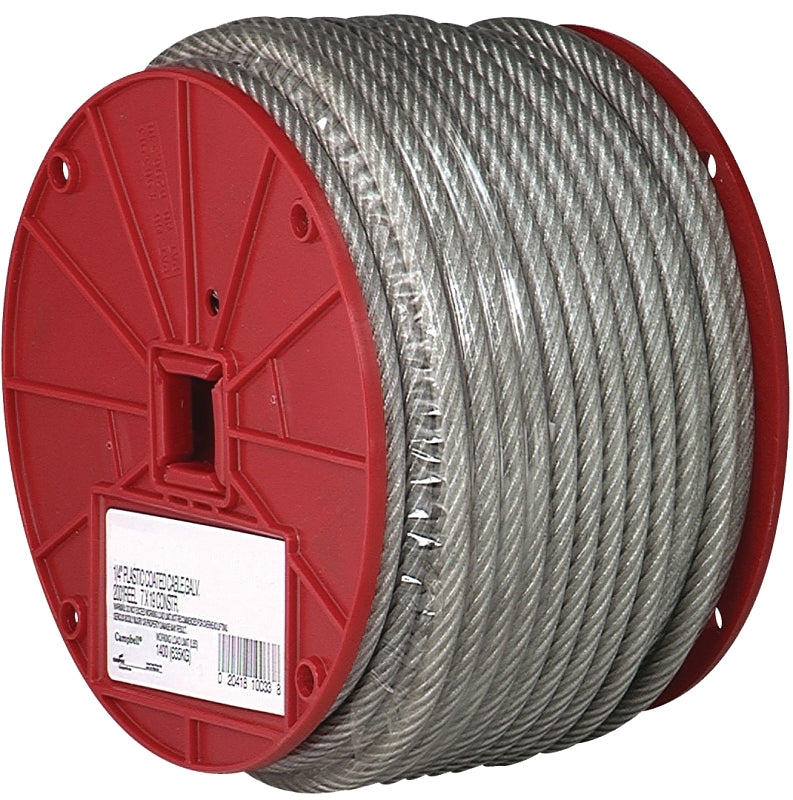 CAMPBELL CHAIN Campbell 7000397 Aircraft Cable, 3/32 in Dia, 250 ft L, 184 lb Working Load, Steel