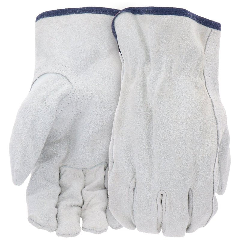 BOSS MFG Boss B81162-M Gloves, M, 7-1/8 to 8 in L, Keystone Thumb, Slip-On Cuff, Split Cowhide Leather, Gray