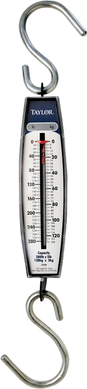 TAYLOR Taylor 3328 Hanging Scale, 280 lb Capacity, Analog Display, Steel Housing Material, lb HOUSEWARES TAYLOR