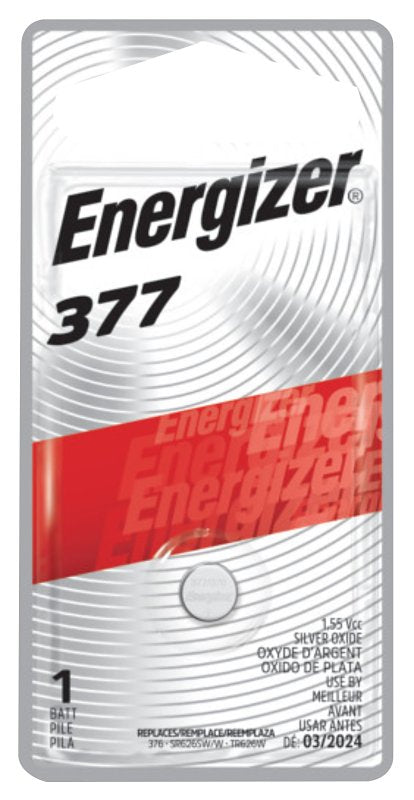 ENERGIZER BATTERY Energizer 377BPZ-2 Battery, 1.5 V Battery, 24 mAh, 377 Battery, Silver Oxide