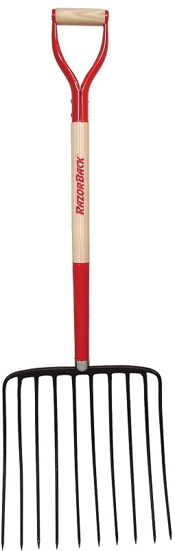 RAZOR-BACK Razor-Back 76125 Ensilage Fork, Oval Tine, Steel Tine, Hardwood Handle, D-Shaped Handle, 30 in L Handle