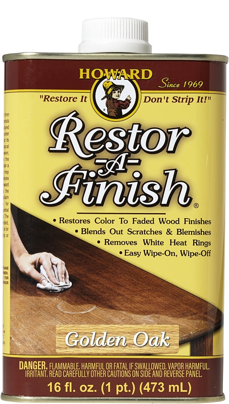 HOWARD Howard RF3016 Wood Restorer, Golden Oak, Liquid, 16 oz Can PAINT HOWARD
