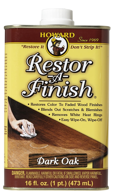 HOWARD Howard RF7016 Wood Restorer, Dark Oak, Liquid, 16 oz Can PAINT HOWARD