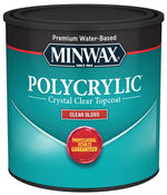 MINWAX Minwax Polycrylic 255554444 Waterbased Polyurethane, Gloss, Liquid, Crystal Clear, 0.5 pt, Can PAINT MINWAX