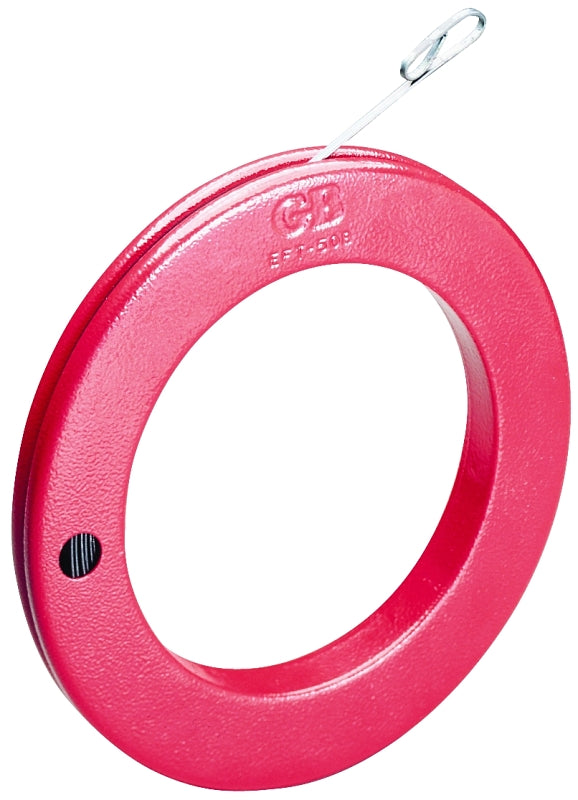 GB Gardner Bender EFT-50B Fish Tape, 1/8 in Tape, 50 ft L Tape, Steel Tape, Red Case ELECTRICAL GB