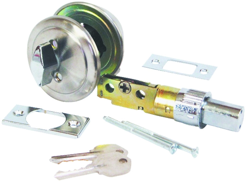 US HARDWARE US Hardware D-113B Entrance Deadbolt, Stainless Steel, Brushed Stainless Steel