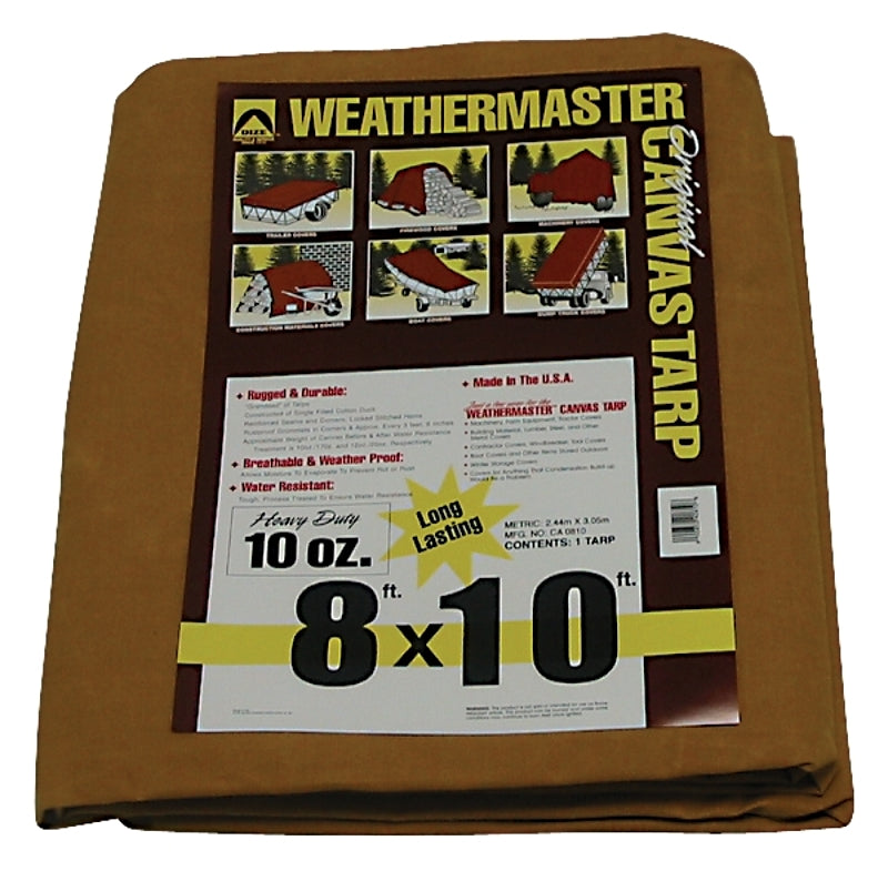 DIZE Dize Weathermaster CA0810D Tarpaulin, 10 ft L, 8 ft W, Canvas, Tan AUTOMOTIVE DIZE