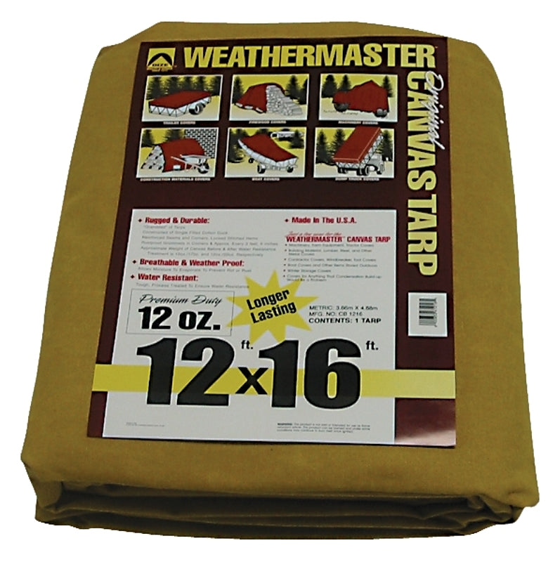 DIZE Dize Weathermaster CB1216D Tarpaulin, 16 ft L, 12 ft W, Canvas, Tan AUTOMOTIVE DIZE