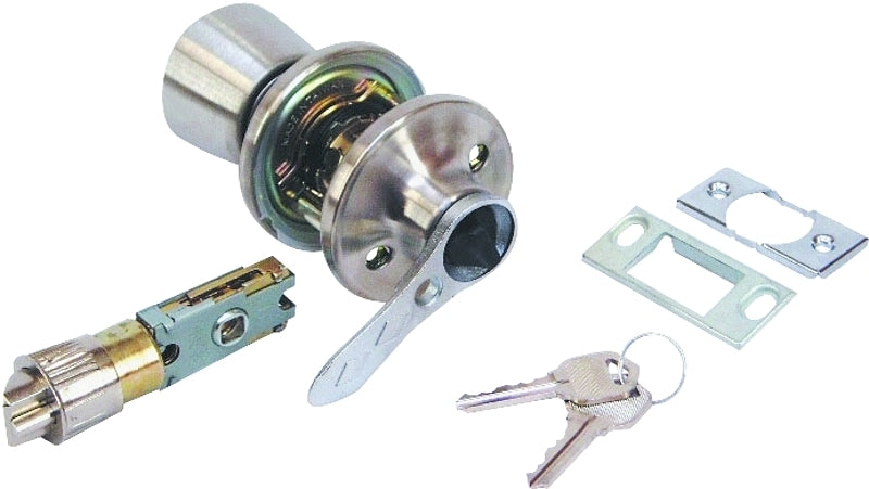 US HARDWARE US Hardware RV-112B Series Entrance Lockset, Stainless Steel, Brushed Stainless Steel