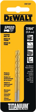 DEWALT DEWALT DW1307 Jobber Drill Bit, 7/64 in Dia, 2-5/8 in OAL, Parabolic Flute, 7/64 in Dia Shank, Straight Shank TOOLS DEWALT