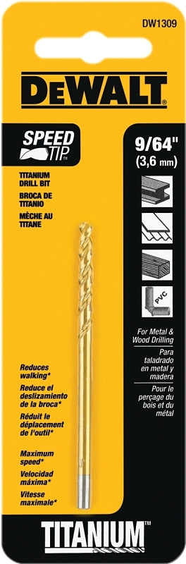 DEWALT DEWALT DW1309 Jobber Drill Bit, 9/64 in Dia, 2-7/8 in OAL, Parabolic Flute, 9/64 in Dia Shank, Straight Shank TOOLS DEWALT