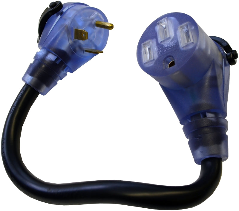 US HARDWARE US Hardware RV-346B Adapter, 50 A Female, 30 A Male, 120 V, Female, Male, 10 AWG Cable