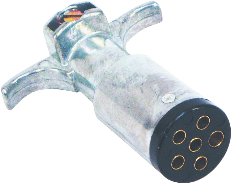 US HARDWARE US Hardware RV-494C Trailer Connector with Grip, 6-Pole, Male Contact, Zinc