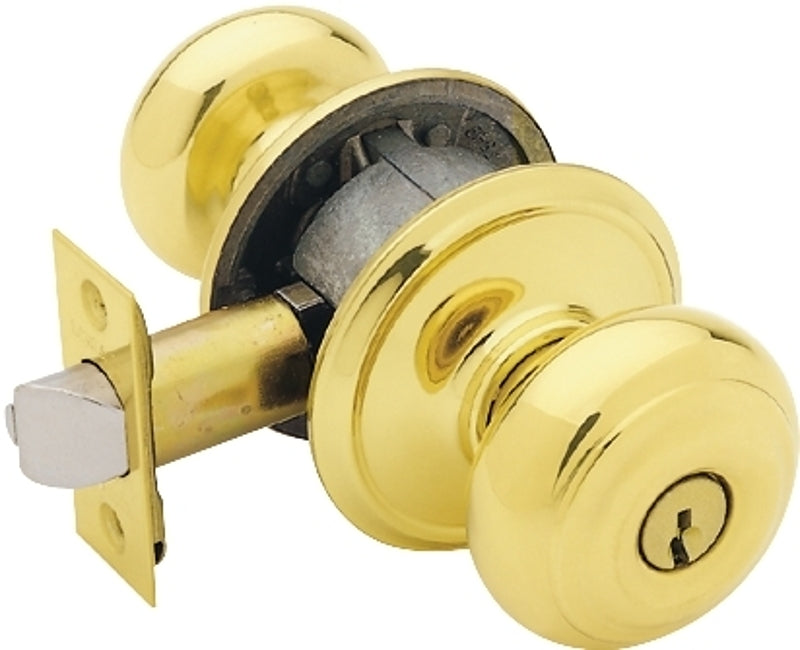 SCHLAGE LOCK Schlage F Series F51A VGEO505K4 Entry Knob, Georgian, Knob Handle, Bright Brass, Metal, 2-3/4 in Dimensions HARDWARE & FARM SUPPLIES SCHLAGE LOCK