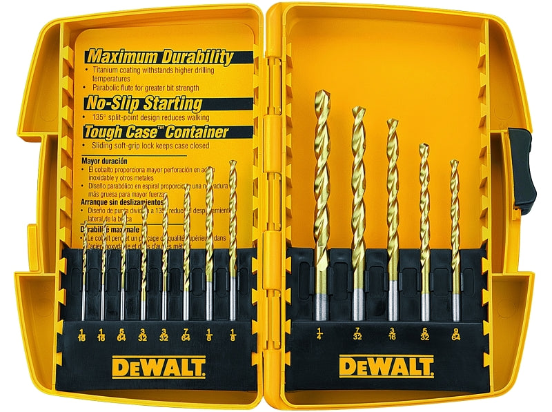 DEWALT DEWALT DW1363 Drill Bit Set, 13-Piece, Steel, Titanium TOOLS DEWALT