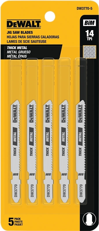 DEWALT DEWALT DW3770-5 Jig Saw Blade, 0.3 in W, 14 TPI