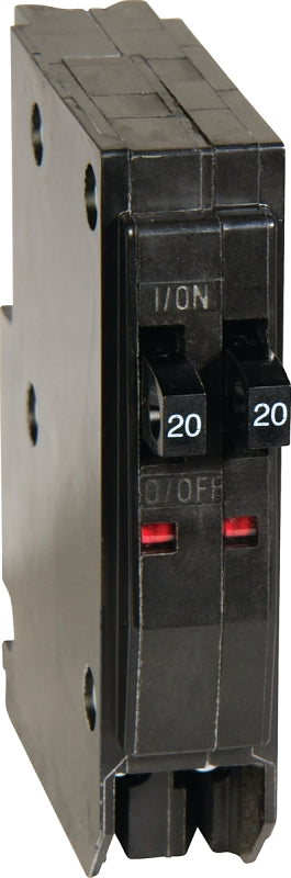 SQUARE D Square D QO QOT2020CP Circuit Breaker, Mini, Tandem, 20 A, 1-Pole, 120/240 V, Black, Plug