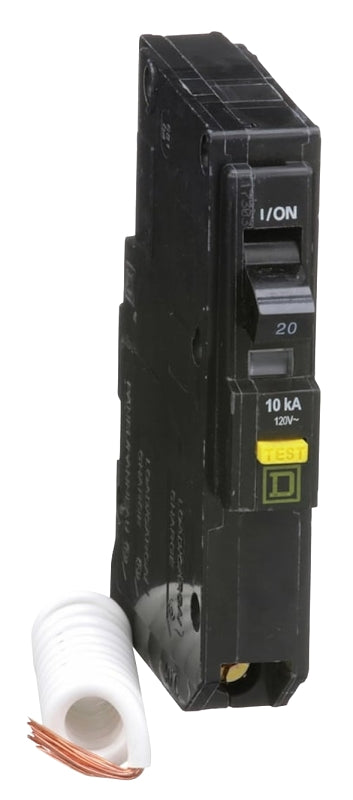 SQUARE D Square D QO QO120GFICP Circuit Breaker, Mini, 20 A, 1 -Pole, 120 V, Fixed Trip, Plug Mounting