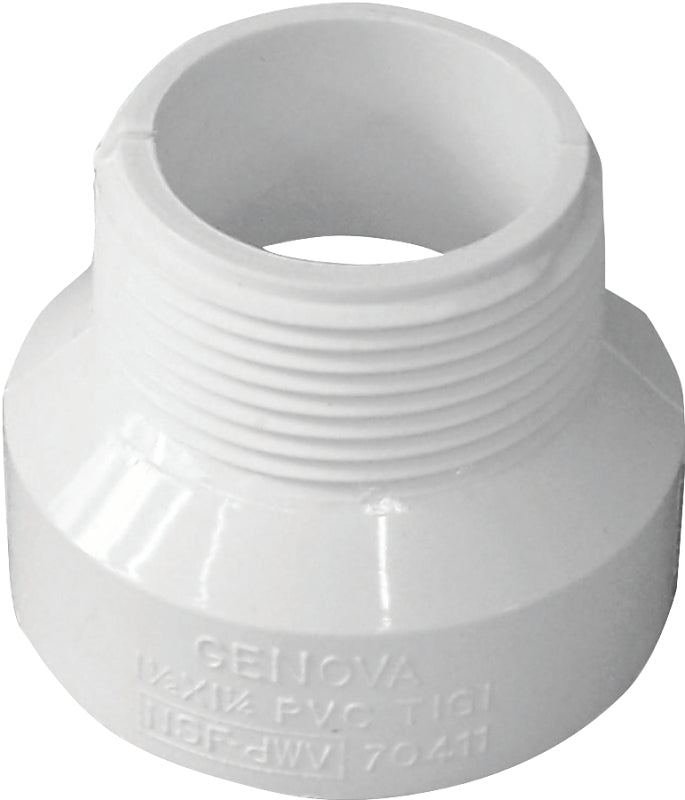 IPEX USA LLC-CANPLAS IPEX 192860 Pipe Adapter, 1-1/2 x 1-1/4 in, MNPT x Hub, PVC, White, SCH 40 Schedule PLUMBING, HEATING & VENTILATION IPEX USA LLC-CANPLAS