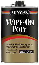MINWAX Minwax 40910000 Wipe-On Polyurethane, Oil Base, Clear, Liquid, 1 pt Can